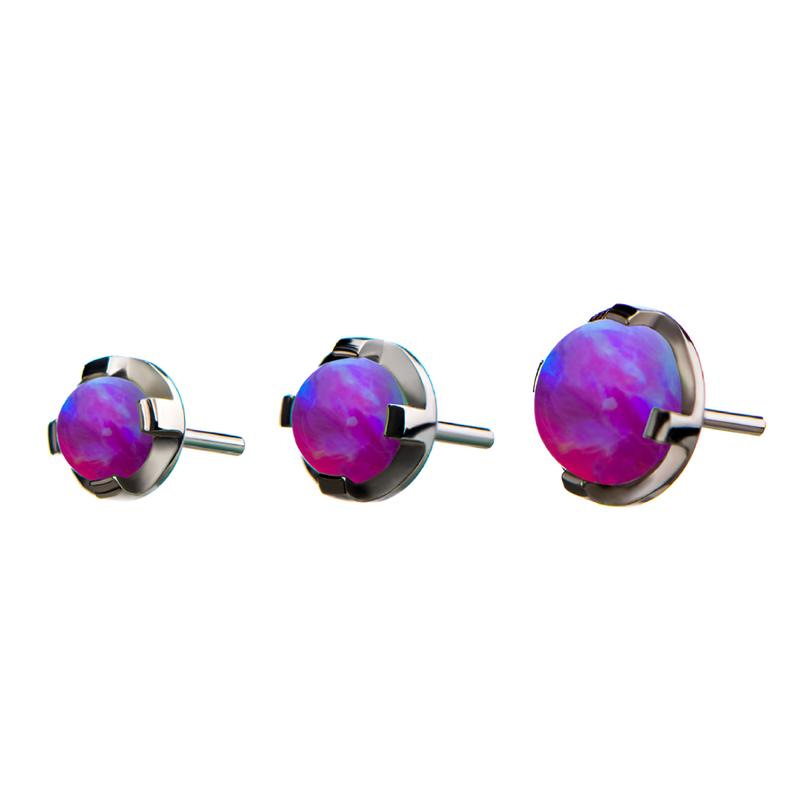 Titanium Threadless Synthetic Opal Tops Purple