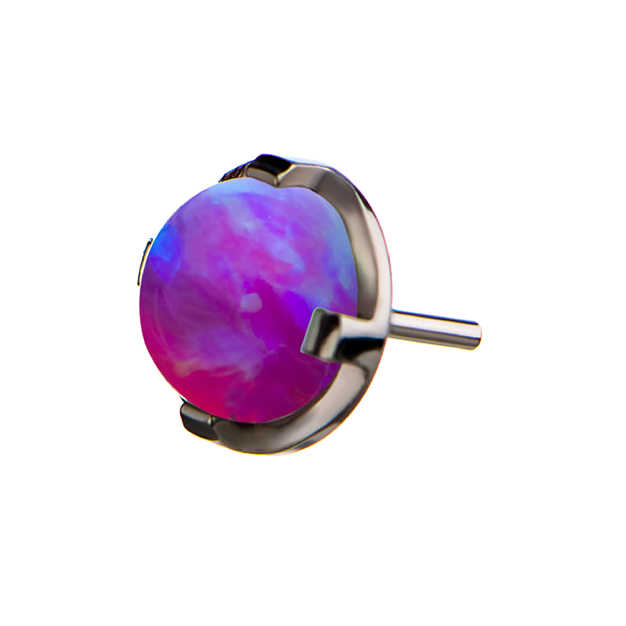 Titanium Threadless Synthetic Opal Tops Purple