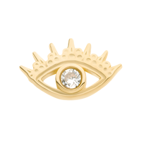 14kt Yellow Gold Threadless CZ/Opal Evil Eye Top Clear