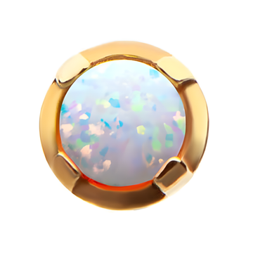 14kt Yellow Gold Threadless Prong Set Opal Top White