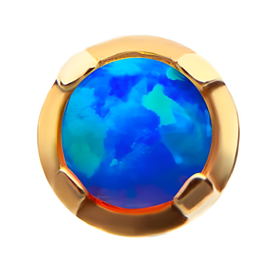 14kt Yellow Gold Threadless Prong Set Opal Top Blue