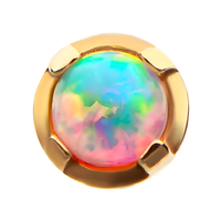 14kt Yellow Gold Threadless Prong Set Opal Top Pink