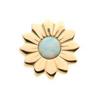 14kt Yellow Gold Threadless CZ/Opal Sunflower Top White