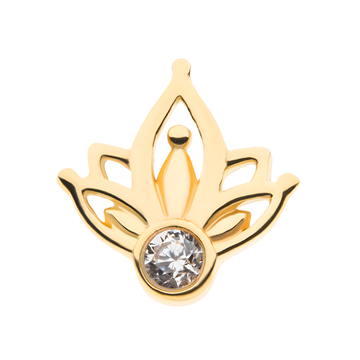 14kt Yellow Gold Threadless CZ/Opal Petal Top Clear