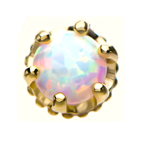 14kt Yellow Gold Threadless Crown Set Opal Top White