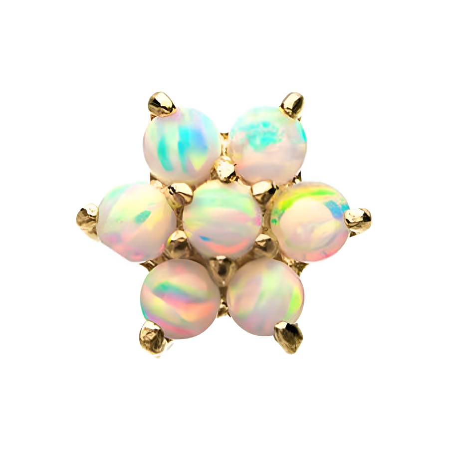 14kt Yellow Gold Threadless 7-Synthetic Opal Top White