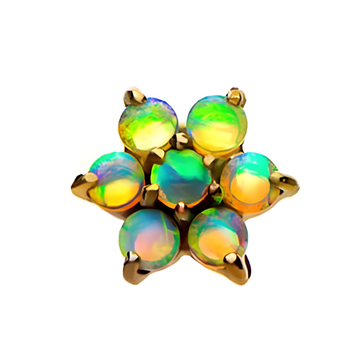 14kt Yellow Gold Threadless 7-Synthetic Opal Top Lemon Yellow