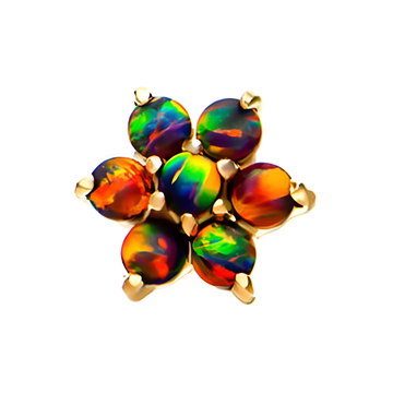 14kt Yellow Gold Threadless 7-Synthetic Opal Top Black