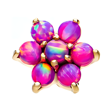 14kt Yellow Gold Threadless 7-Synthetic Opal Top Royal Lavender