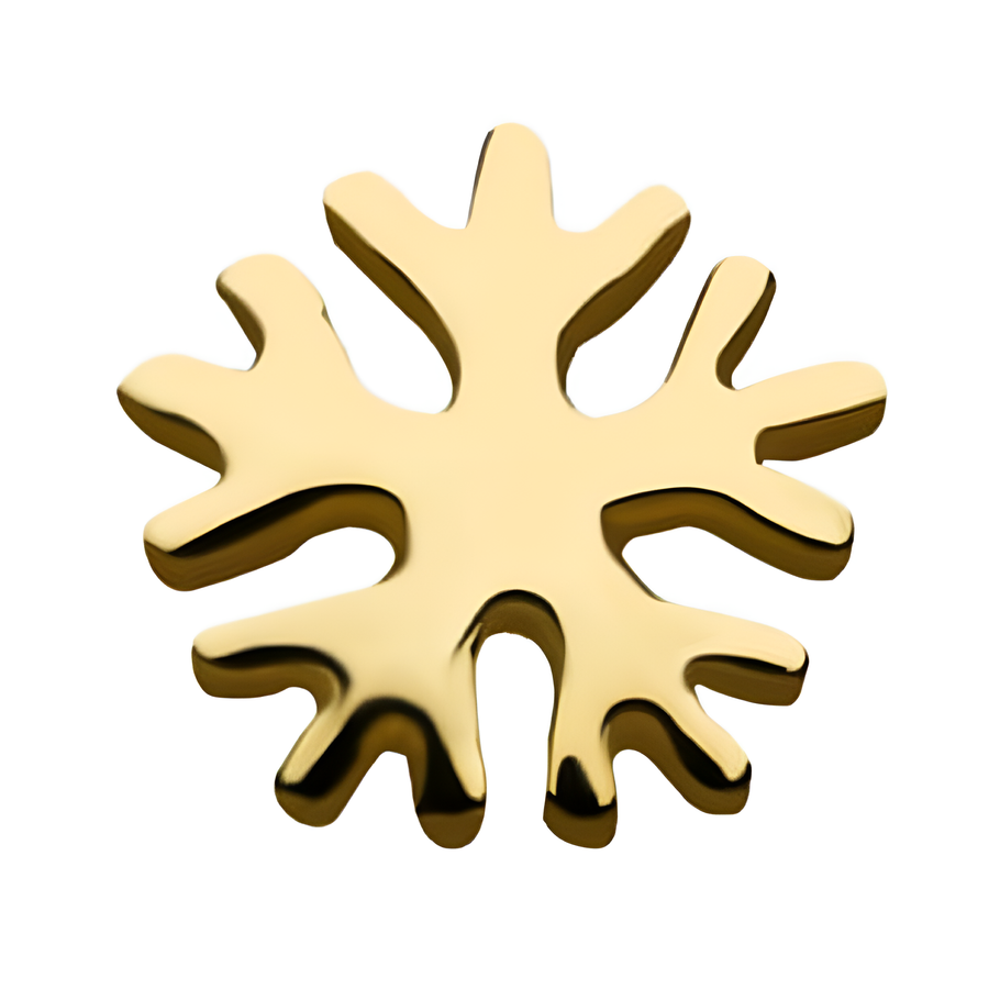 14kt Gold Threadless Snowflake Top Yellow Gold