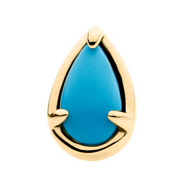 14kt Gold Threadless Prong Set Teardrop CZ/Synthetic Opal/Stone Top Turquoise