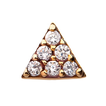 14kt Gold Threadless Prong Set Multi-Clear CZ Triangle Shape Top Rose Gold