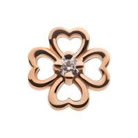 14kt Gold Threadless Prong Set Clear CZ 4-Leaf Clover Top Rose Gold