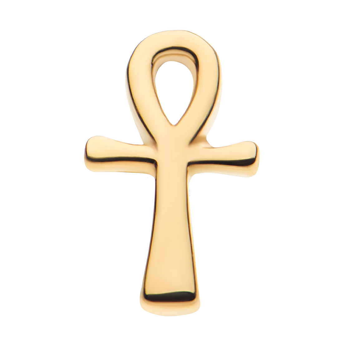 14kt Gold Threadless Ankh Egyptian Cross Top Yellow Gold