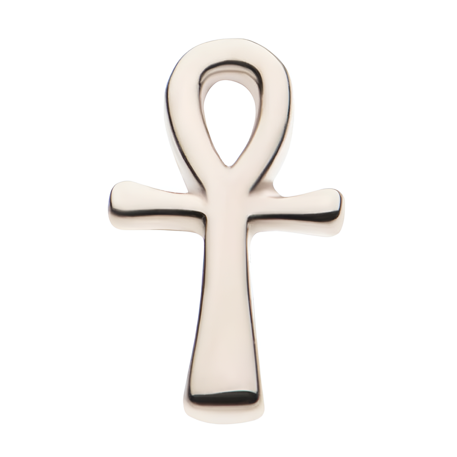 14kt Gold Threadless Ankh Egyptian Cross Top White Gold