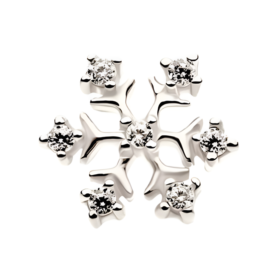 14kt Gold Threadless Prong CZ Snowflake Top White Gold