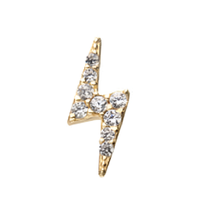 14kt Gold Threadless Prong Set 9-Clear Gem Lightning Bolt Top Yellow Gold