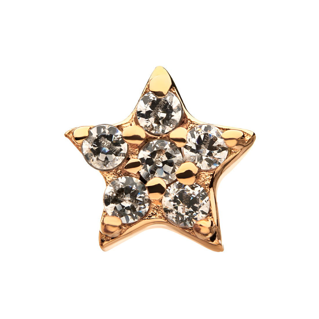 14kt Gold Threadless Multi-Clear CZ Star Top Yellow Gold