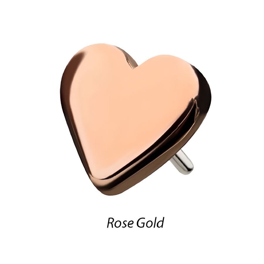 14kt Gold Threadless Heart Top Rose Gold