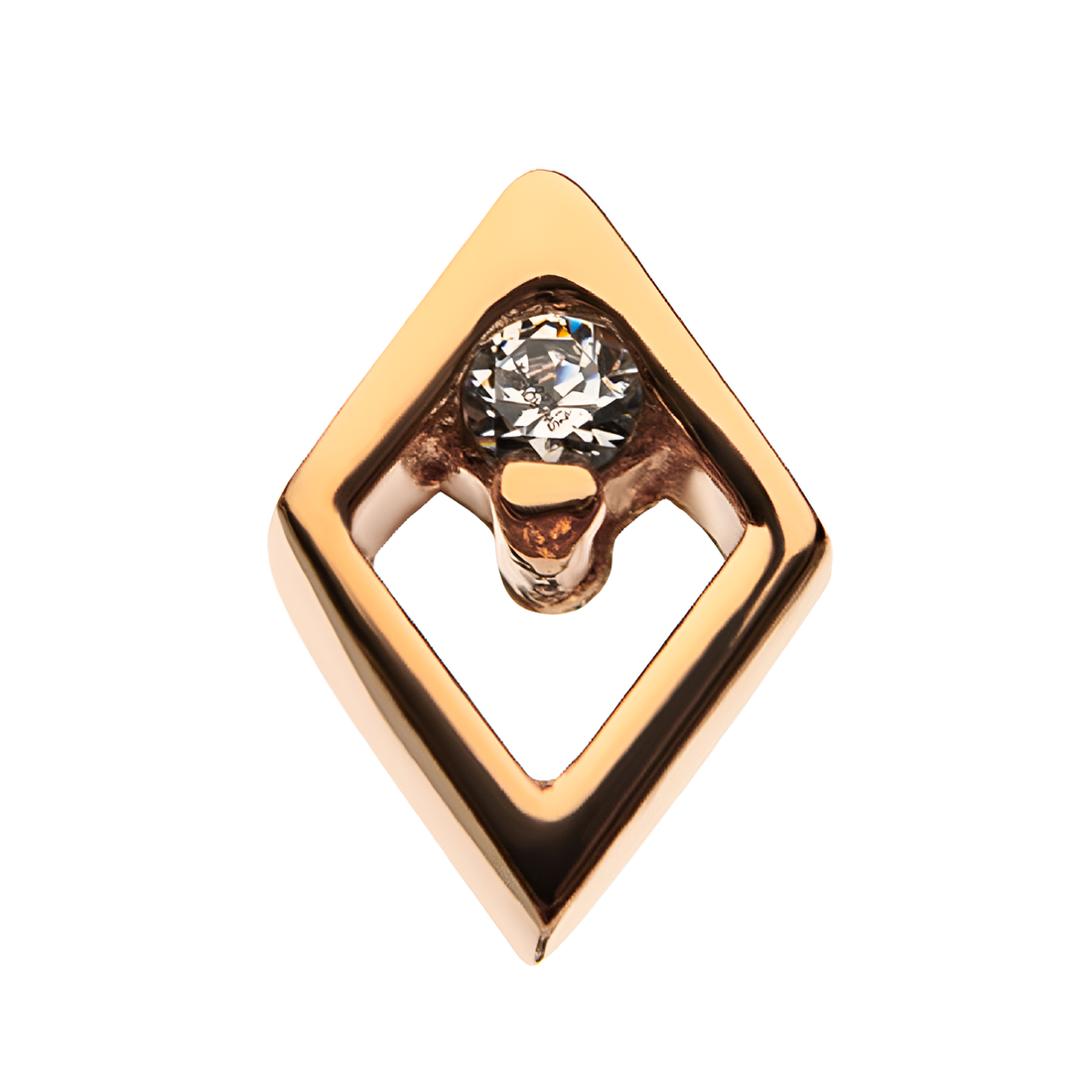 14kt Gold Threadless Diamond Clear CZ Top Rose Gold