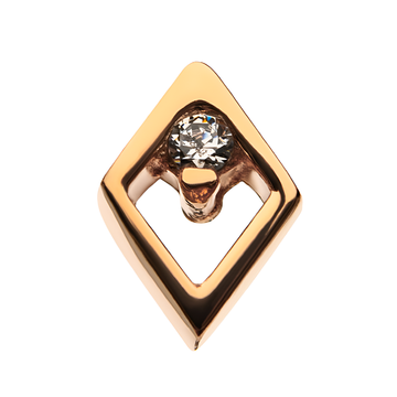 14kt Gold Threadless Diamond Clear CZ Top Yellow Gold