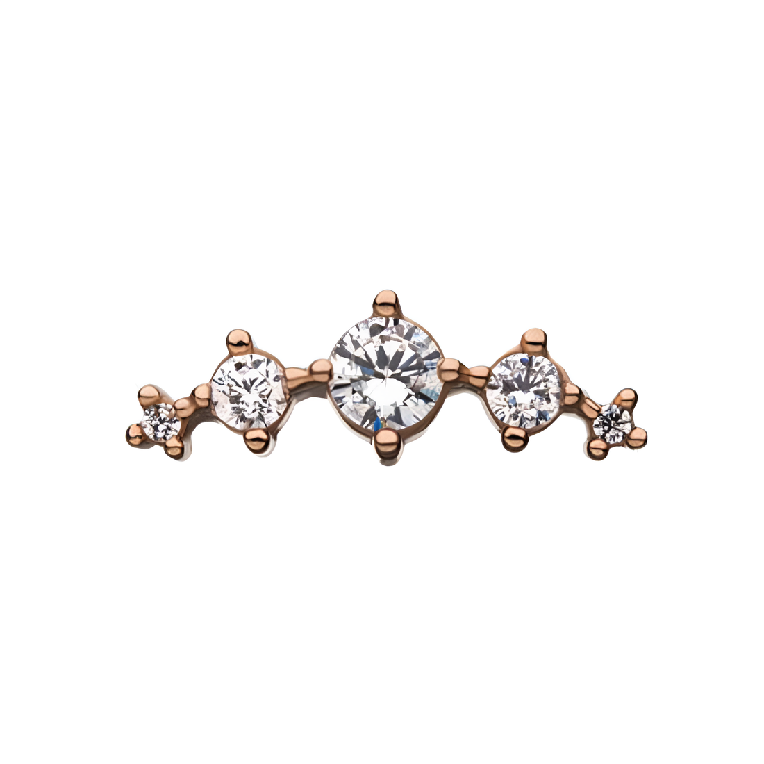 14Kt Gold Threadless 5 Gem CZ Top Rose Gold|Clear