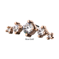 14Kt Gold Threadless 5 Gem CZ Top Rose Gold|Clear