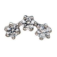 14kt Gold Threadless Triple Prong Set CZ Top White Gold|Clear