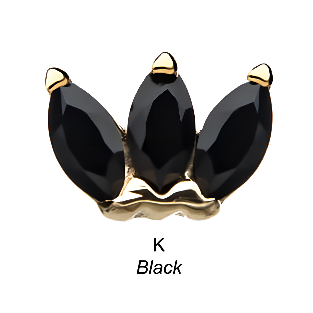 14kt Gold Threadless Triple Marquise Cluster Top White Gold | Black