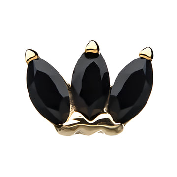 14kt Gold Threadless Triple Marquise Cluster Top White Gold | Black