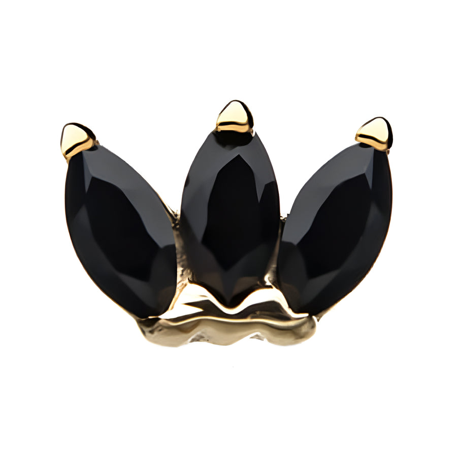 14kt Gold Threadless Triple Marquise Cluster Top Yellow Gold | Black