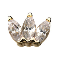 14kt Gold Threadless Triple Marquise Cluster Top Yellow Gold | Clear