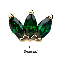 14kt Gold Threadless Triple Marquise Cluster Top Yellow Gold | Emerald