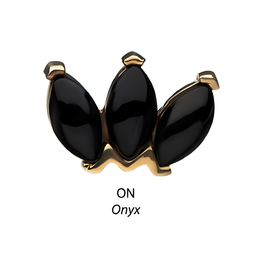 14kt Gold Threadless Triple Marquise Cluster Top Yellow Gold | Onyx