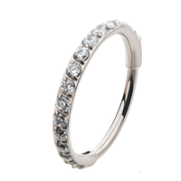 20g Titanium Side Facing Prong Clear CZ Eternity Hinged Hoop Ring