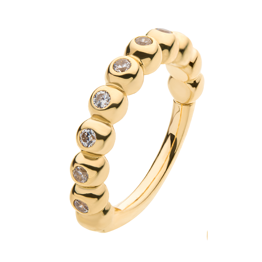 14kt Yellow Gold Bezel CZ Side Facing Hinged Segment Clicker