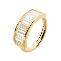 14kt Gold Baguette Clear CZ Side Facing Hinged Segment Clicker