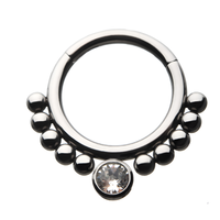 Titanium Beaded Clear CZ Front Facing Hinged Segment Clicker