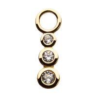 14Kt Yellow Gold Connected Circles with Bezel Set 3pcs Clear CZ Charm