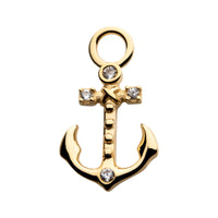 14Kt Yellow Gold Anchor with Round Clear CZ Charm