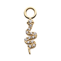 14Kt Yellow Gold Snake with Prong Set Round Clear CZ Charm