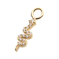 14Kt Yellow Gold Snake with Prong Set Round Clear CZ Charm