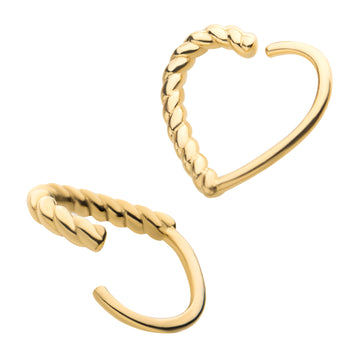 14kt Gold Half-Twisted Heart Seamless Split Ring