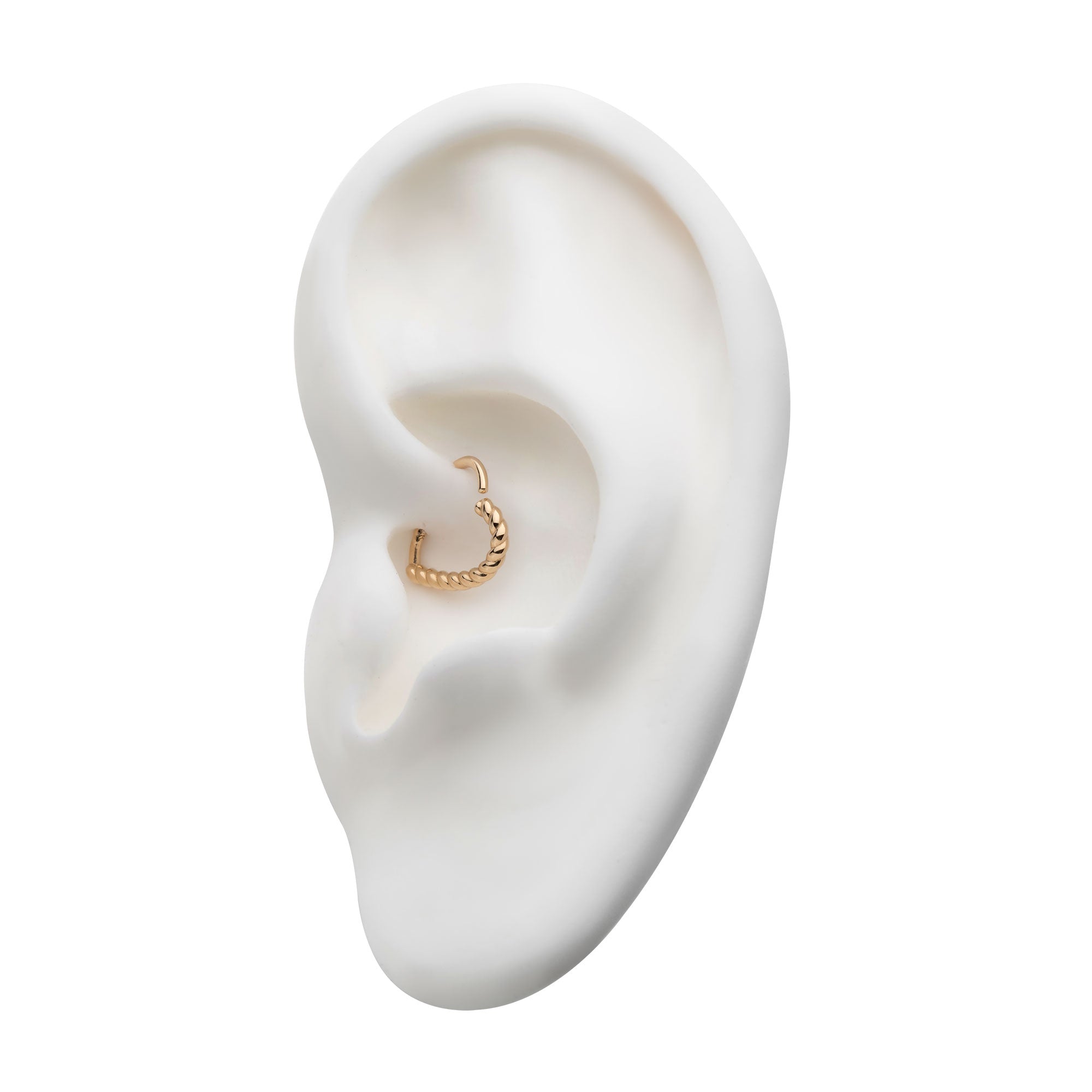 14kt Gold Half-Twisted Heart Seamless Split Ring