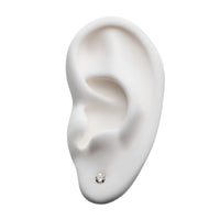14kt Gold Prong Clear CZ Butterfly Back Stud Earrings