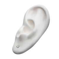 14kt Gold Prong Clear CZ Butterfly Back Stud Earrings