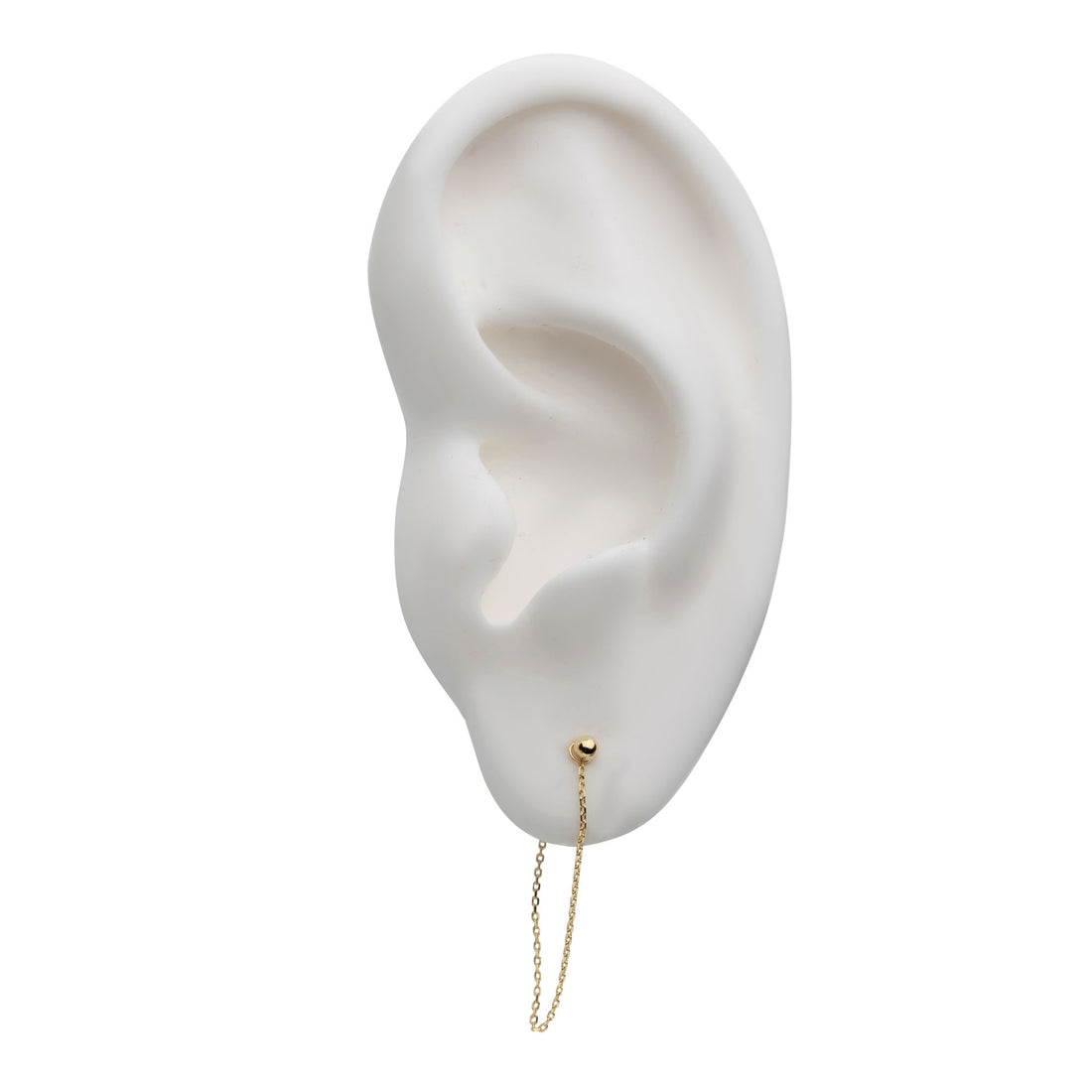 14kt Yellow Gold Ball Butterfly Back Chain Stud Earrings