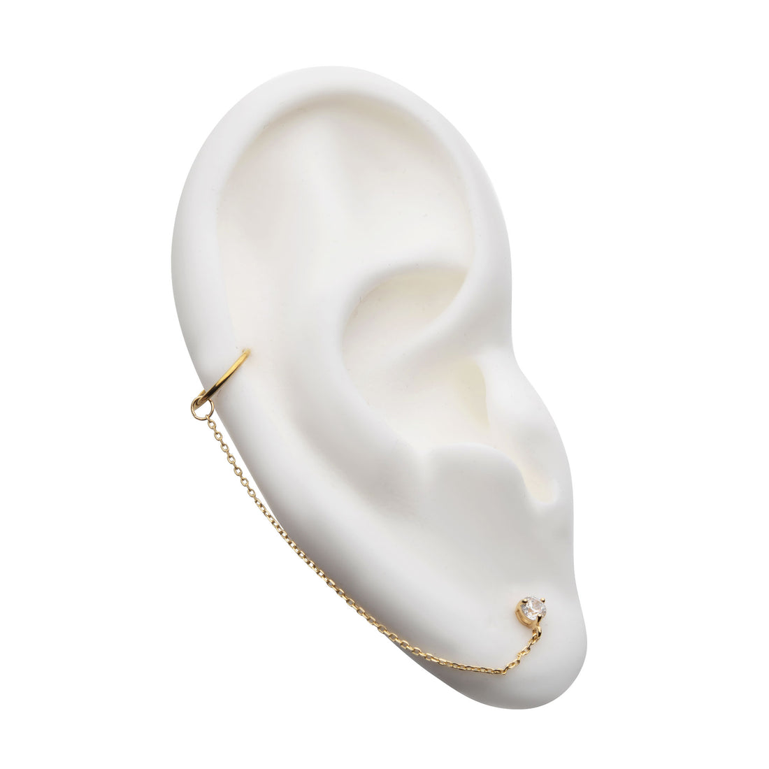 14kt Gold Prong Clear CZ Butterfly Back Stud Earrings –