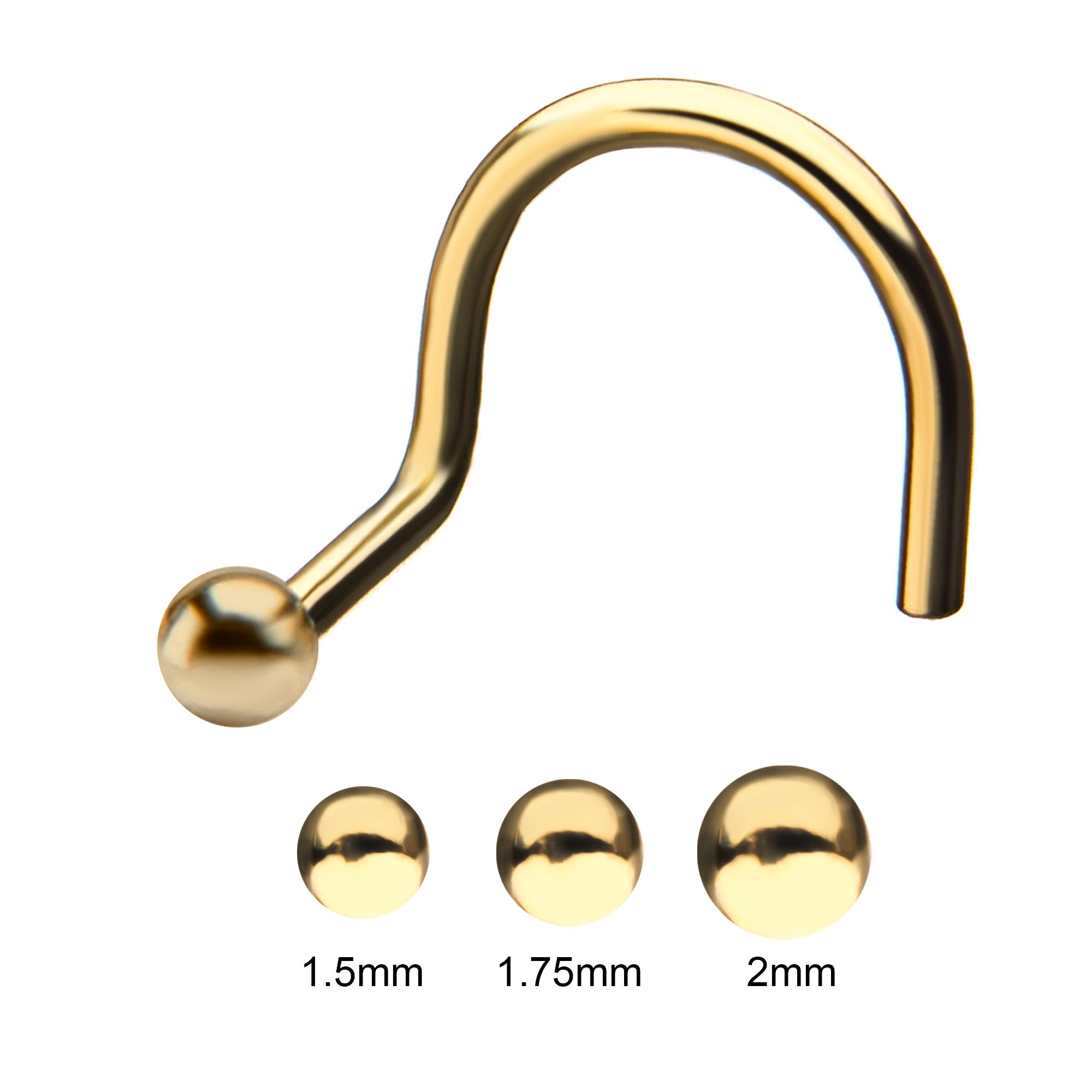 14kt Yellow Gold Ball Nose Screw