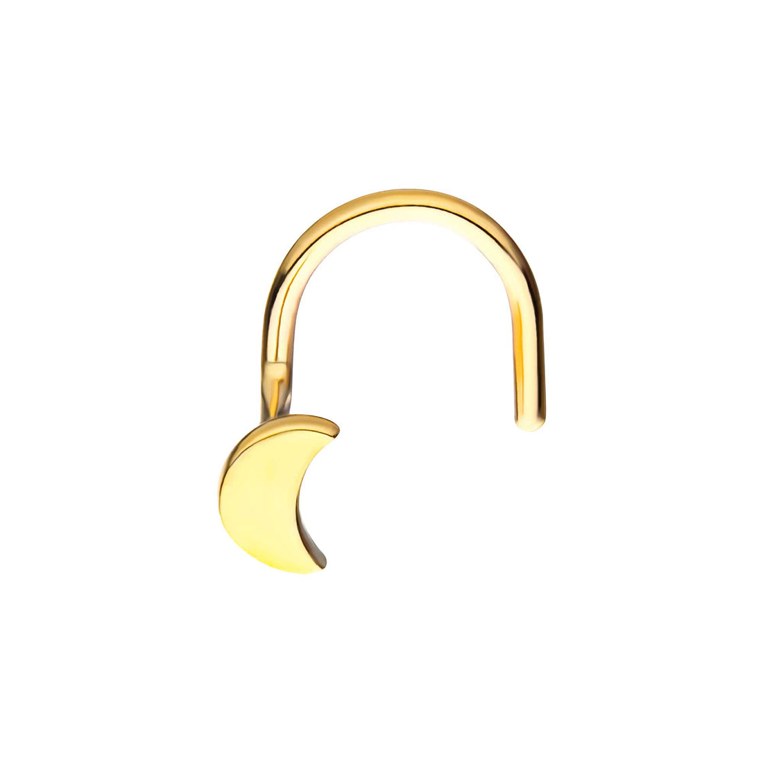 14kt Yellow Gold Crescent Moon Nose Screw